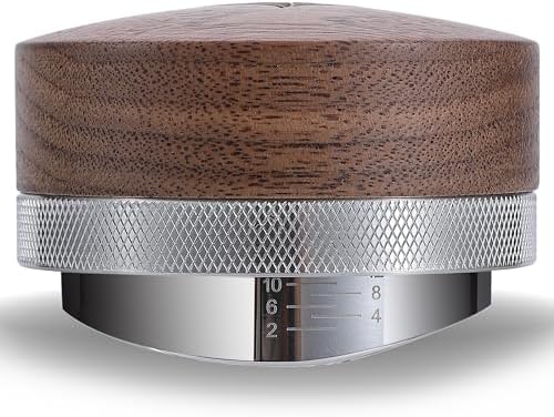 54mm Espresso Distribution Tool Walnut Coffee Distributor Adjustable Depth Stainless Steel Espresso Leveler Compatible with Breville Espresso Machines