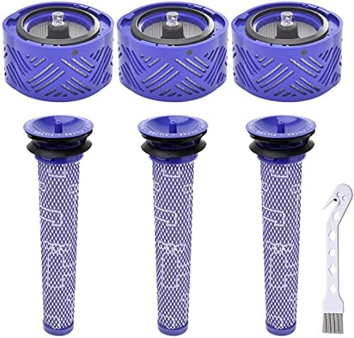 6 Pack Replacement Vacuum Filter for Dyson V6 Cordless Stick Vacuum,Replaces Part 965661-01 And 966741-01, 3 Post Filters, 3 Pre Filters