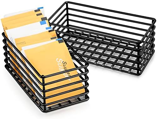 2 Pcs Sugar Packet Basket Sugar Packet Rack Small Caddy Iron Organizer for Coffee Bar Tea Storage, 4.5" x 2.25" x 1.75"(Black)