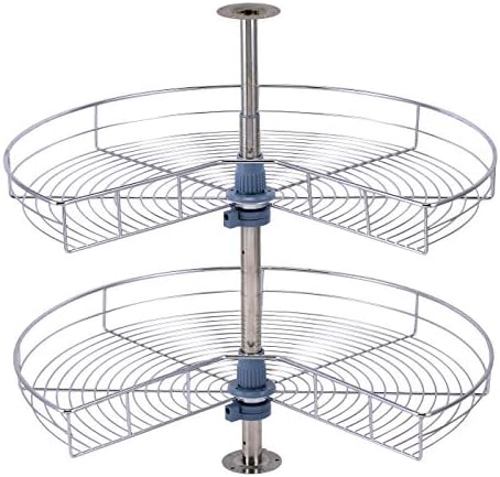 Dowell 28" Kidney Lazy Susan, 2 Shelves, Kitchen Base Corner Cabinet Organizer (Chrome 4001 270 28)