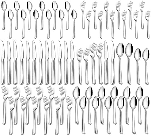 60 Piece Silverware Set For 12, Stainless Steel Flatware/Tableware Set Include Spoons/Forks/Knives, Yoehka Mirror Polished Cutlery Set For Home Kitchen Restaurant Hotel, Durable,Dishwasher Safe