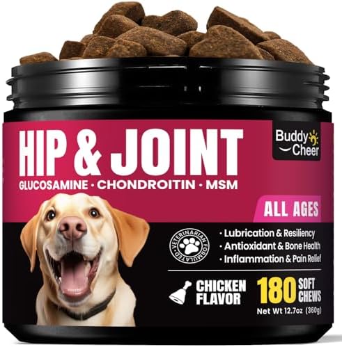 Glucosamine for Dogs Hip and Joint Supplement Chews, Chondroitin Joint Supplement for Dogs, Wuffe Joint Chews for Dogs, Dog Joint Supplement for Pain Relief with MSM, Turmeric - Chicken Flavor- 180 Ct