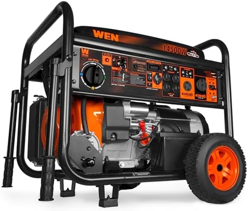 WEN 14,500-Watt 120V/240V Tri-Fuel Generator for Gas, Propane, and Natural Gas, Transfer-Switch Ready with Electric Start, Wheel Kit, and CO Watchdog (TF1450X)