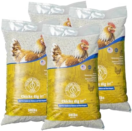 4-Pack of 50 lb Bags (200lbs Total) - Odor Eliminating Bedding for Coop, Nesting Boxes & Runs - Poultry Farming Supplies and Accessories for Chicks and Chickens