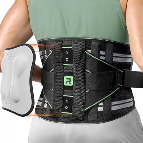 Back Brace for Women, Integrated Lumbar Support for Men & Women, Breathable Soft Mesh Fabric and 8 Stays All-round Support, Durable Back Support With Lumbar Support Pad for Home & Lifting At Work, Green Size L (Waist: 39.4"-45.3")