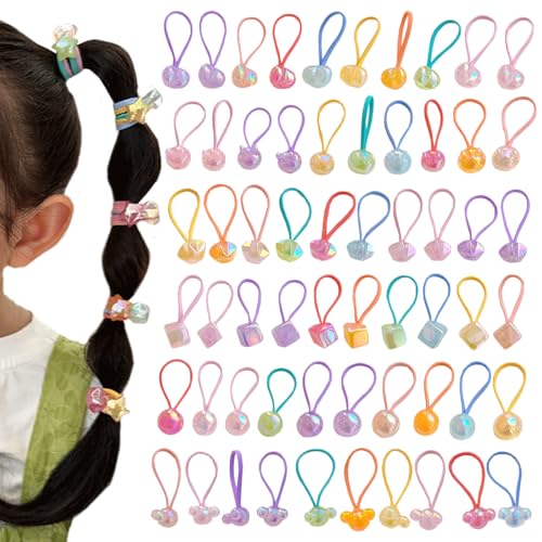 40Pcs Cute Kids Hair Ties Cartoon Hair Bands Ponytail Holders Elastic Colored Ball Hair Ties for Little Girls Toddler Teens Children
