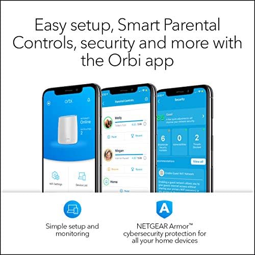 NETGEAR Orbi Router Whole Home Mesh WiFi System - Tri-band WiFi Router. Up to 2,500sqft of WiFi Coverage, AC3000 (RBR50) (Renewed)
