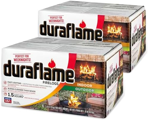 Duraflame 12-Pack Indoor/Outdoor Logs for Fireplace & Fire Pit, 1.5-Hour Burn, 2.5lb Each