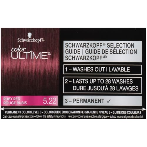 Schwarzkopf Color Ultime Hair Color, 5.22 Ruby Red, 1 Application - Permanent Red Hair Dye for Vivid Color Intensity and Fade-Resistant Shine up to 10 Weeks