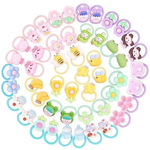 50 pcs Cute Girls Elastic Hair Ties,Toddler Hair Tie Bow/Love/Flower/Candy/Cartoon Rubber Bands Small Baby Hair Ties for Infants Baby Girls(Random 5 Sets)