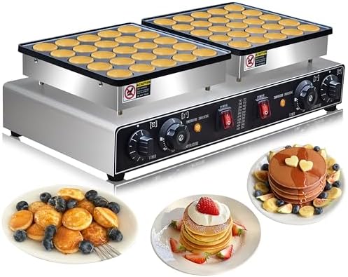 1900W Electric Mini Pancake Maker, 50PCS Commercial Mini Dutch Pancake Maker,1.8 Inches Dutch Poffertjes Grill,Non stick,Non stick,For Home Kitchen Restaurant Snack Dessert.