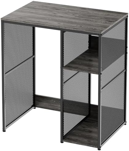 3-Tier Coffee Bar Cabinet with Mini Fridge Space, Heavy-Duty Rustic Grey Microwave Stand Baker Rack, Utility Storage Organizer Shelf for Home Kitchen Dorm, Slate Grey