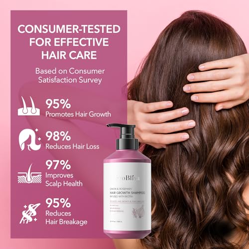 Onion & Rosemary Hair Growth Shampoo: Biotin Infused Shampoo for Hair Loss and Thinning Hair - Promotes Healthier, Thicker and Stronger Hair for Women and Men - 16.9 oz