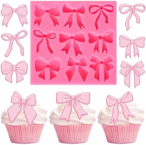 Bow Fondant Mold Bowknot Silicone Mold Bow Coquette Chocolate Candy Mould For Kitchen Baking Crafts Birthday Baby Shower Party Decor Supplies