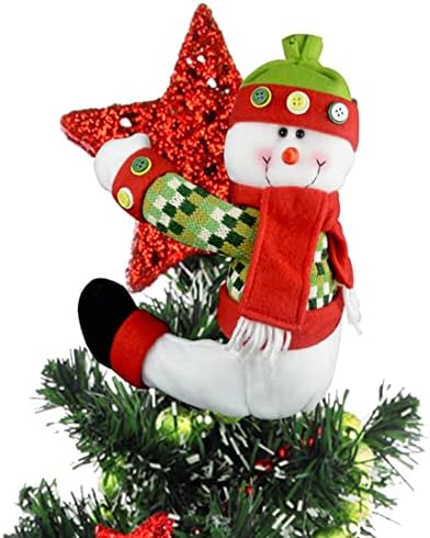 Christmas Tree Topper Snowman,Unique Holiday Xmas Decorations Funny Home Decor,Also Be Used As Curtain Tie and Hugger Wine Bottle,Red White Green