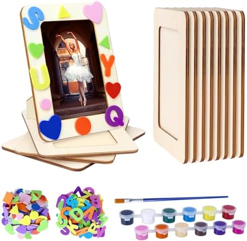 12 Pack Wooden Picture Frames for Crafts, DIY Wood Picture Painting Frames Kit for 4" x 6" Photos,Unfinished Standing Photo Frame DIY Wooden Craft for Art Projects Birthday Party Christmas Gifts