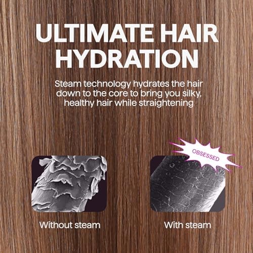 Wavytalk Pro Steam Hair Straightener Brush, Steamline Pro 3 in 1 Straightening Brush with Steam, Brush and Straightener, Steam Reduces Damage, Nourishes Hair, and Expedites Straightening