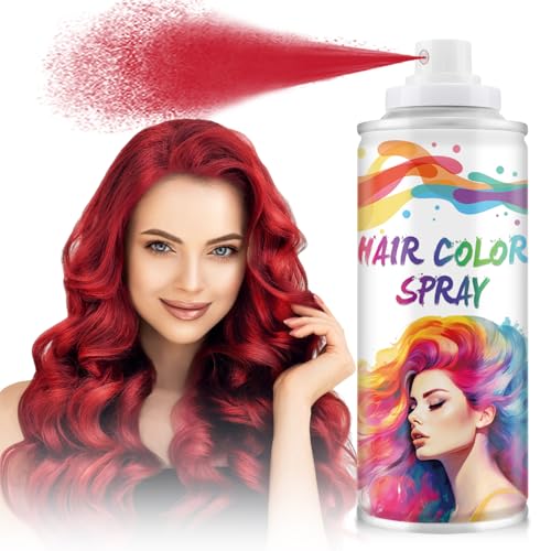 Temporary Hair Color Spray, Red One-Time Use Hair Color Dye for Women and Kids, Disposable Natural Hair Strong Style Hair Dye-On 1-Day Washable for Cosplay Party DIY,Christmas Party, Halloween (Red)