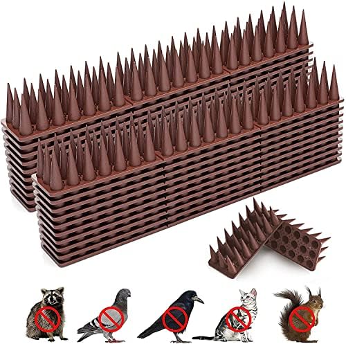 Bird Spikes, 20 Pack Pigeon Deterrent for Small Birds Raccoon Cats Defender for Outside to Keep Squirrel Away, Plastic Fence Spike for Railing and Roof-Brown