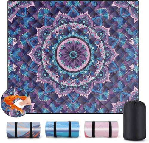 Picnic Blankets Oversized 60x80 Beach Blanket Waterproof Sandproof Foldable Large Outdoor Grass Mat Travel Camping Essentials RV Road Trip Accessories Vacation Gear Gifts for Couple Women Mom