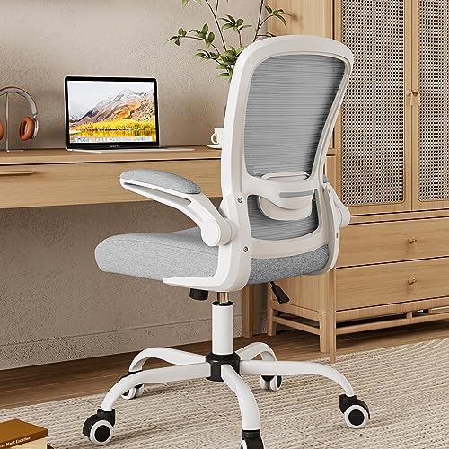 Mimoglad Ergonomic High Back Mesh Office Chair, Adjustable Lumbar Support, Thickened Seat Cushion (Modern, Moon Gray)