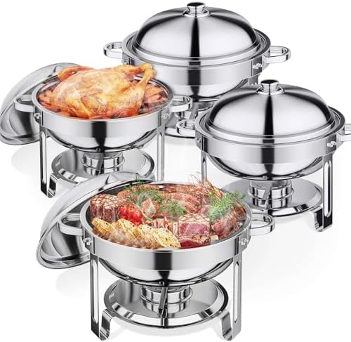 5.5QT Chafing Dishes for Buffet 4 Pack, Stainless Steel Chafing Dish Buffet Set, Buffet Servers and Warmers with Lid for Wedding Parties Outdoor BBQ Spring Summer Picnic