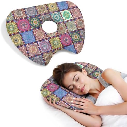 Ear Piercing Pillow for Side Sleepers Pillows with Holes for Ear Pain,Donut Pillow for Ear Side Sleeping Pillow for Adults CNH Ear Pain Relief Pressure Sores Ear Pillow with Hole in Center