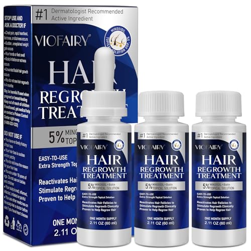 5% Minoxidil for Men and Women, Hair Regrowth Treatment for Thinning Hair and Hair Loss, Topical Solution - 3 Months Supply - Dermatologist recommended (Pack of 3)