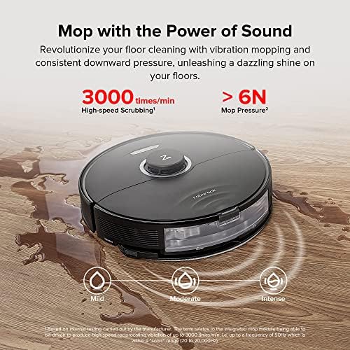 roborock S8 Robot Vacuum and Mop Cleaner, DuoRoller Brush, 6000Pa Suction, ReactiveAI 2.0 Obstacle Avoidance, Sonic Mopping, Auto Lifting Mop, Works with Alexa, Perfect for Pet Hair, Black