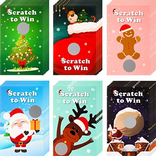 Nezyo 36 Pcs Christmas Scratch Off Cards Christmas Party Scratch Games Raffle Tickets with Patterns of Snowman Elk Santa Claus for Adults Groups Activity Xmas Party Supplies(36 Pcs,Classic Style)