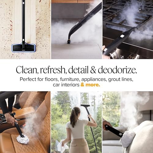 Dupray Neat Steam Cleaner with 27-Piece Accessory Kit – High-Performance Chemical-Free Cleaning for Floors, Cars, Tiles, and More (including a total of 11 brass brushes)