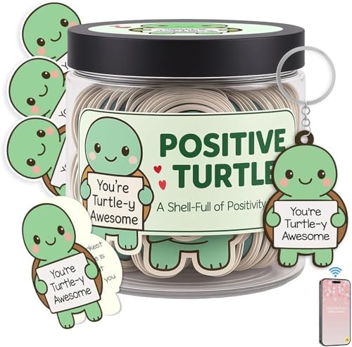 60 Positive Cards Turtle Jar, Affirmation Cards For Women, Friendship Gift, Best Friend Gift, Positive Decor, Christmas Gifts For Women, Positive Decor, Key Chain Turtle