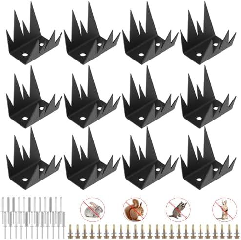 12 Pcs Fence Spikes Security Anti Climb Wall Spikes with Screws Intruder Thief Security Fence Pointed Nails Metal Outdoor Anti Climb Nail for Wall Railing Roof Home (Mountain)