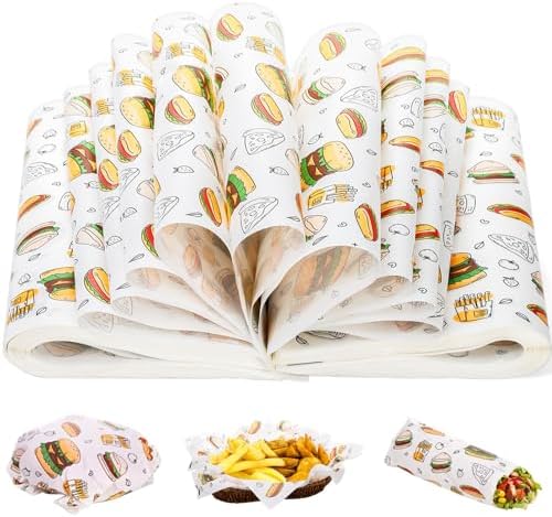 1000 Pcs Deli Wax Paper Sheets, 12x12 Inch Grease-proof Sandwich Wrap Paper, Disposable Food Basket Liners for Basket, Boat, Party, Festival, Outdoor Picnic