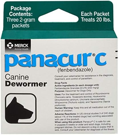 Panacur C Canine Dewormer (fenbendazole), 2 gram,White
