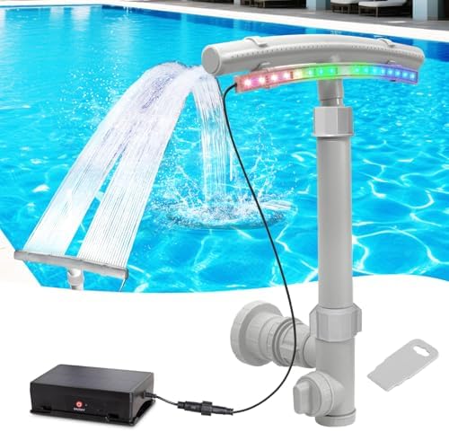 Solar Pool Fountain with Light Show,Pool Fountain for Above and In-Ground Pools,Outdoor Pool Accessories for Relaxation and Cooling,Equipped with 16 LED Lights, Solar Lights and Pool Remote Control