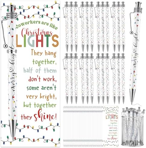 20 Set Christmas Gift for Coworker Bulk Merry Bright Ballpoint Pen with Coworkers Are Like Christmas Light Bookmark Appreciation Gift for Staff Employee Team Teacher