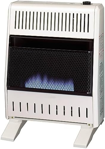 ProCom MN200TBA-B Ventless Natural Gas Blue Flame Space Heater with Thermostat Control for Home and Office Use, 20000 BTU, Heats Up to 950 Sq. Ft., Includes Wall Mount and Base Feet, White