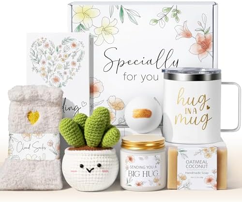 Self Care Get Well Soon Gifts Basket for Women, Birthday Gifts for Women Spa Care Package, Thinking of You Inspirational Sympathy Gift Basket, Unique Christmas Gift for Mom Her Wife Best Friend Sister