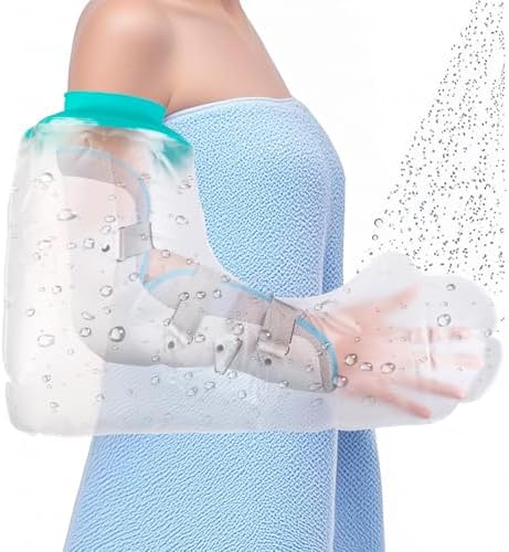 Waterproof Cast Covers for Shower Arm, Reusable Soft Adult Long Arms Protector Bag after Surgery, Comfortable Durable Showering Sleeve for Wound Hands/Wrist/Elbow/Finger, Recovery Supplies Gifts