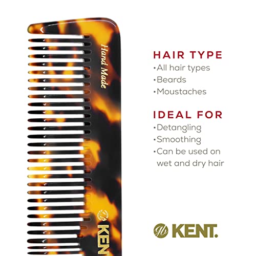 KENT 16T Fine Tooth Comb and Wide Handmade Styling - Beard Hair Comb, Mens Mustache for Women Detangling Detangler Yellow Tokyo (16T TY), 1.0 Count, 3