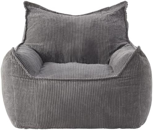 Giant Bean Bag Chair Sofa for Adults Teens, Comfy Corduroy Large Bean Bag Chairs with Armrests for Bedroom Living Room, Adult BeanBag Lazy Sofa Couch Chairs with Filler Included