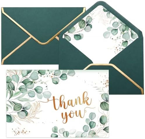50 Pack Thank You Cards with Envelopes, 4x6 Inch Thank You Cards Bulk Blank Notes Card with Envelopes & Stickers for Wedding, Baby Shower, Bridal Shower, Birthday, Thanksgiving, Christmas
