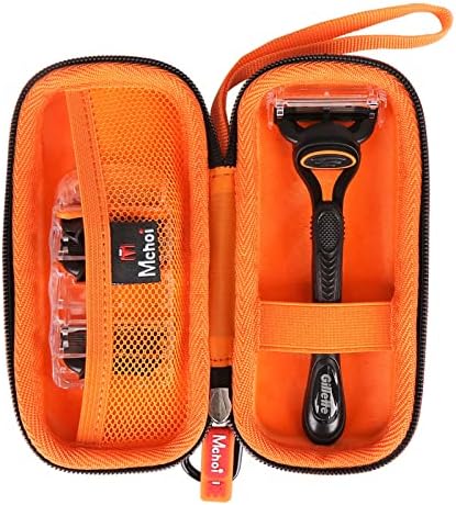 Mchoi Hard Carrying Case Fits for Gillette Fusion5 Men’s Razor & Proglide Shield Men's Razor, Case Only (Black, Orange)