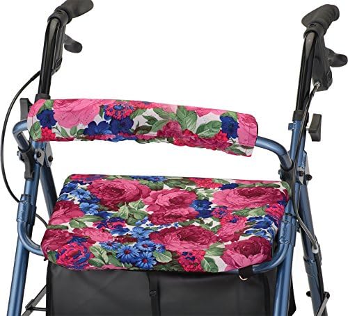 Nova Joy Rollator Walker Seat and Backrest Cover Set - Removable Washable Fabric Cushion Covers for Standard Rolling Walkers - Style and Comfort Upgrade - Essential Mobility Accessory - English Garden