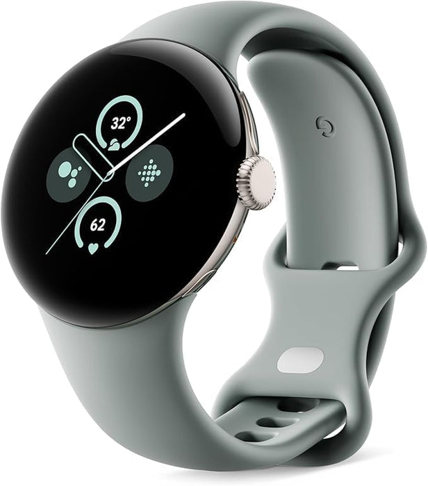 Google Pixel Watch 2 Stress Management, Safety Features - Android Smartwatch - Champagne Gold Aluminum Case - Hazel Active Band - GPS (Renewed)