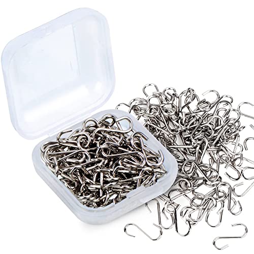 Shappy 100 Pcs Small S Hooks for Hanging Mini Ornament Hooks 0.55 Inch Metal Tiny Mini S Wire Hanger‌ Connectors Miniature Hanger Ornament for Christmas Tree DIY Crafts Jewelry (Silver)