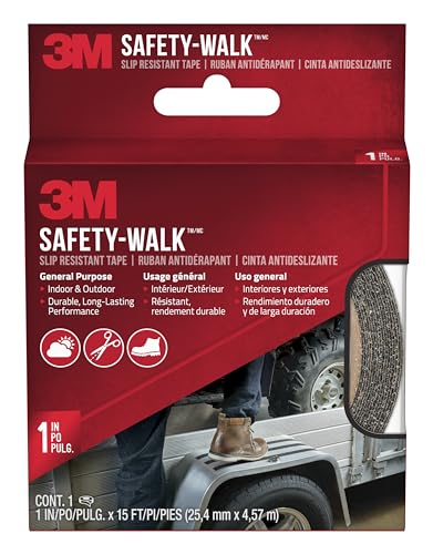3M Safety-Walk Slip Resistant Tape, 1 in x 15 ft, Anti Slip Black Tape, Adhere Without Wrinkling, Curling, Tearing or Lifting, Self-Adhesive Backing, Quick & Easy Application, 1 Roll (610B-R1X180)