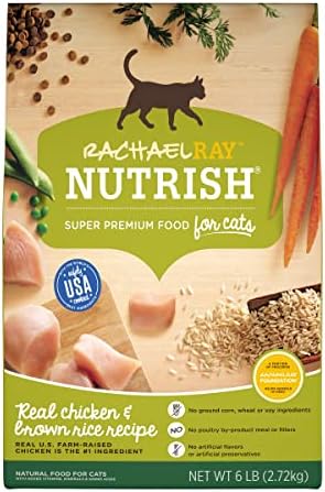 Rachael Ray Nutrish Premium Natural Dry Cat Food, Chicken & Brown Rice Recipe, 6 Pounds