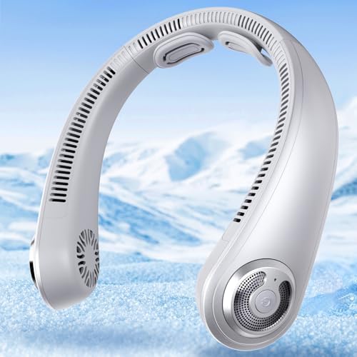 Neck Fans that Blow Cold Air - Portable Rechargeable Personal Cooling Wearable Neck Fan With 5 Speeds, Neck Support, USB Bladeless Lightweight Fan for Hot Flashes, Disneyland, Travel, Women, Men